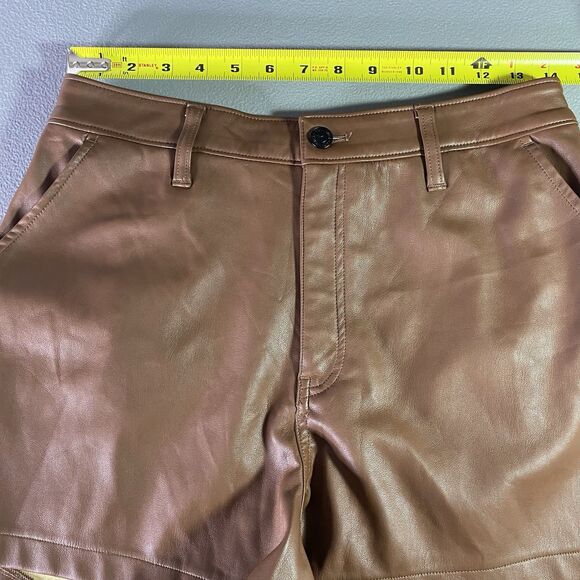 HOLLISTER Shorts Ultra High Rise Faux Leather Front Pockets Fall Womens L Brown - Picture 4 of 8